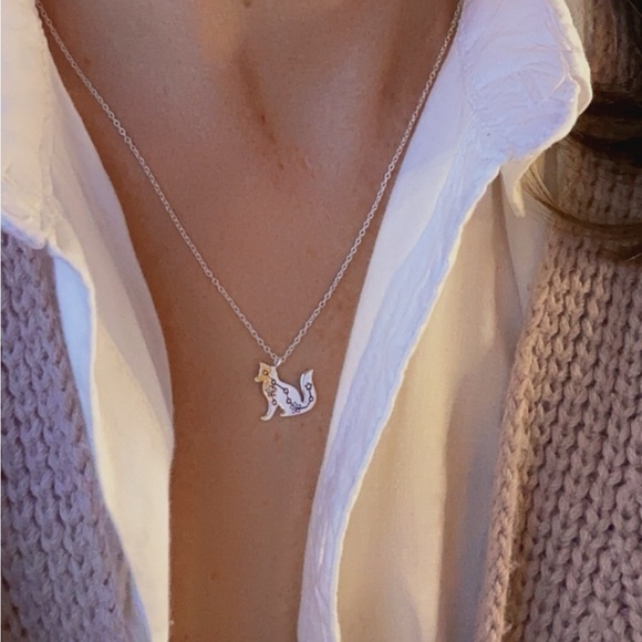 Sterling Silver Fox Constellation Necklace with Cubic Zirconia - Picture 10 of 10